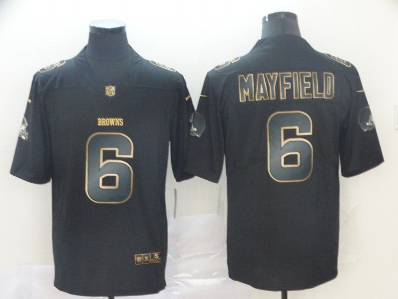 Men Cleveland Browns #6 Mayfield Nike Vapor Limited Black Golden NFL Jerseys->green bay packers->NFL Jersey